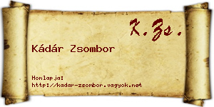 Kádár Zsombor névjegykártya